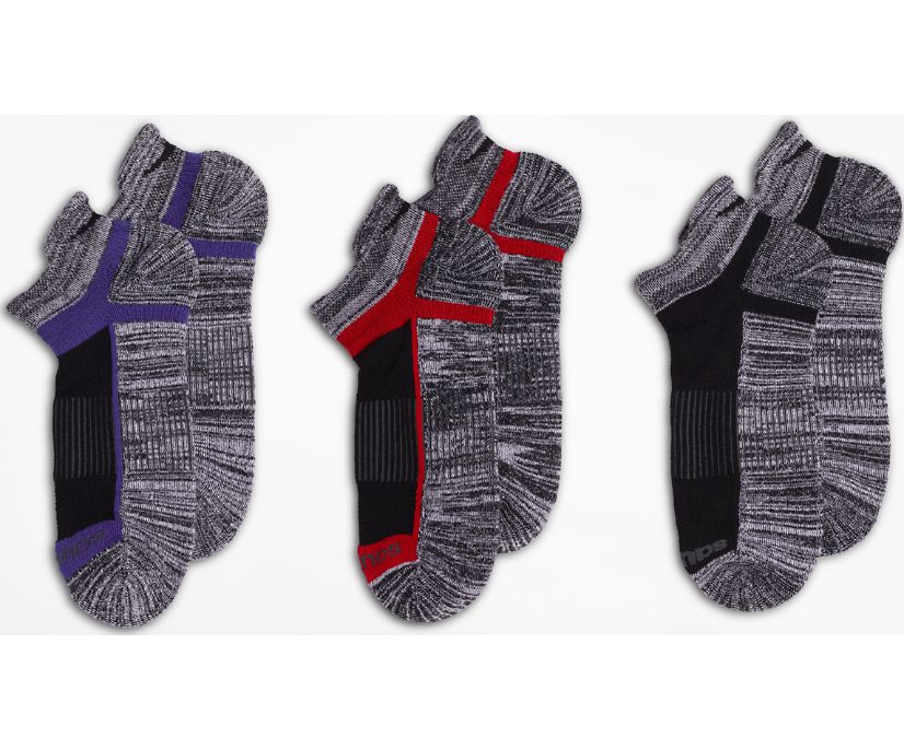 Saucony Inferno No Show Tab 3-Pack Socks Muške Čarape Crne Sive | P3S3Y72Q
